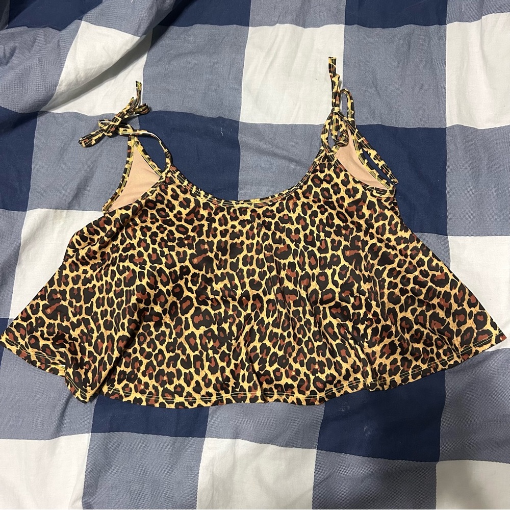 Kortni Jeane Leopard Print Swing Top with tie shoulder